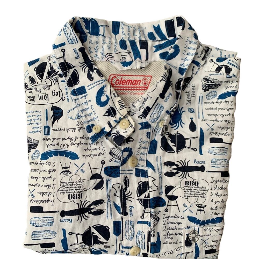 Coleman Men's Backyard BBQ Grilling Button Down Shirt Size Large